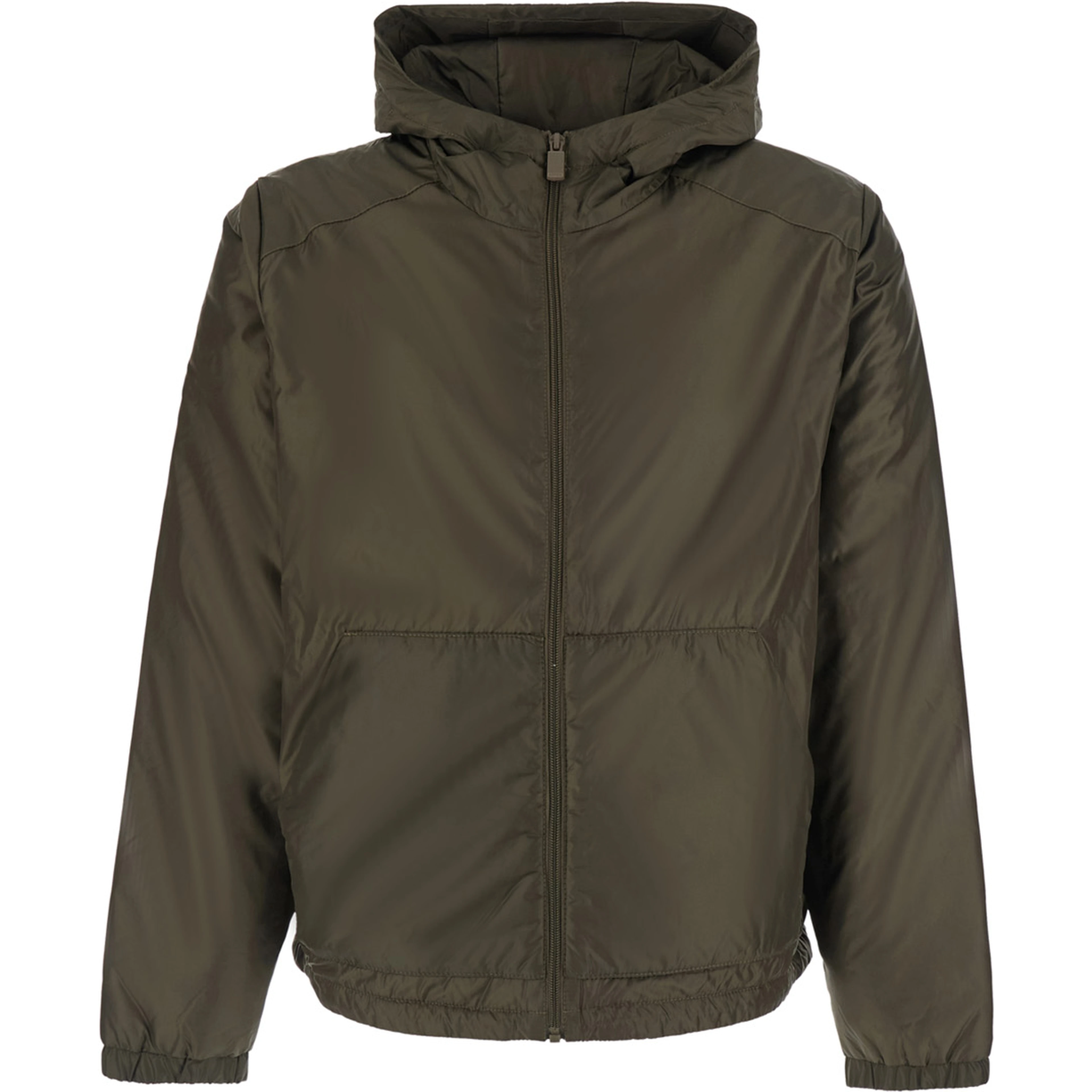 Jacket with Front Zip Closure and Side Pockets in Tech Fabric Green Women