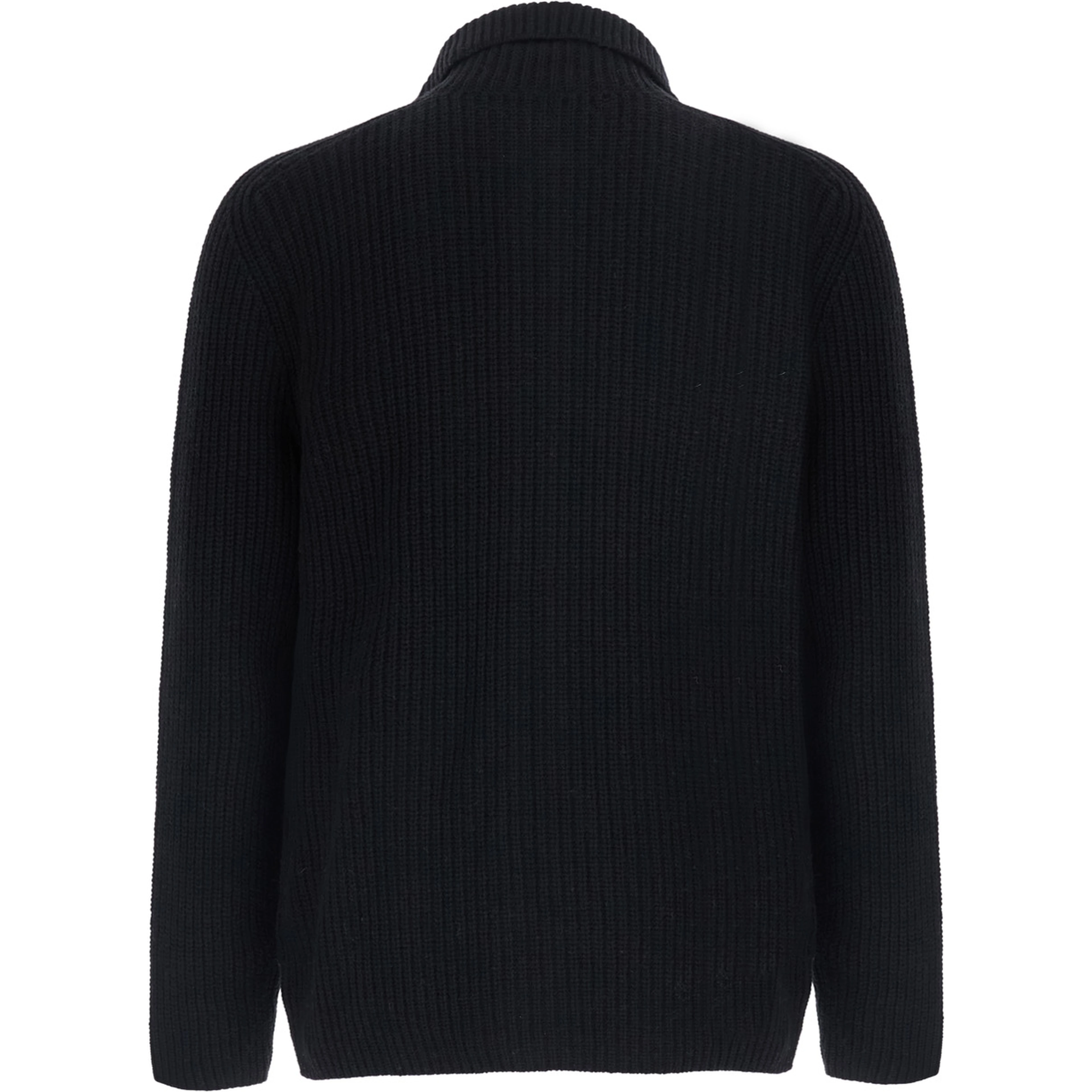 Black Cardigan with zip closure and ribbed texture in Blend wool for men
