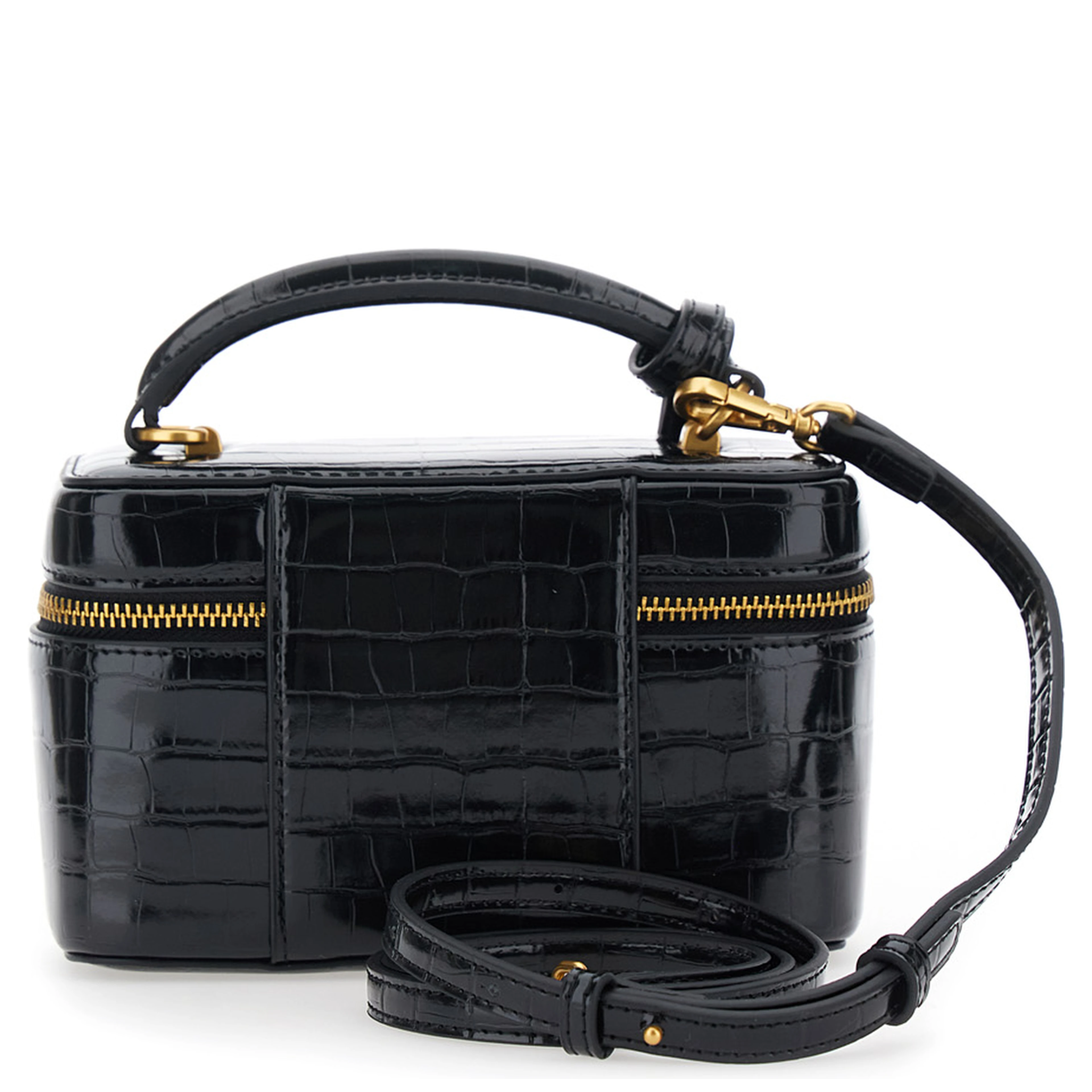 Cleo Black Handbag with shoulder strap and padlock charm on the front in ecoleather for women