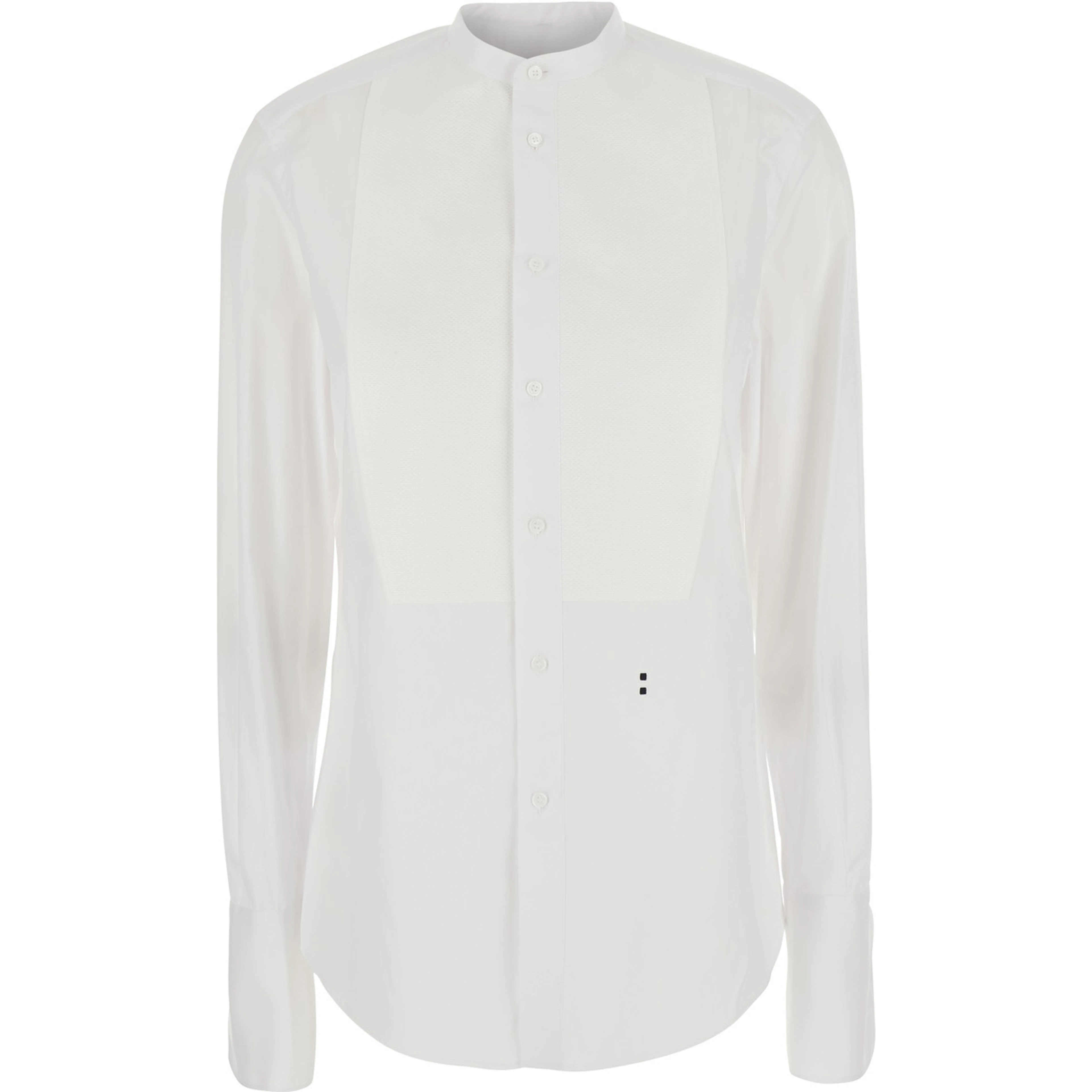 White Shirt with Mandarin Collar in Cotton Poplin for Women