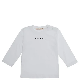 white Long Sleeve T-shirt with logo on the front in cotton Boy