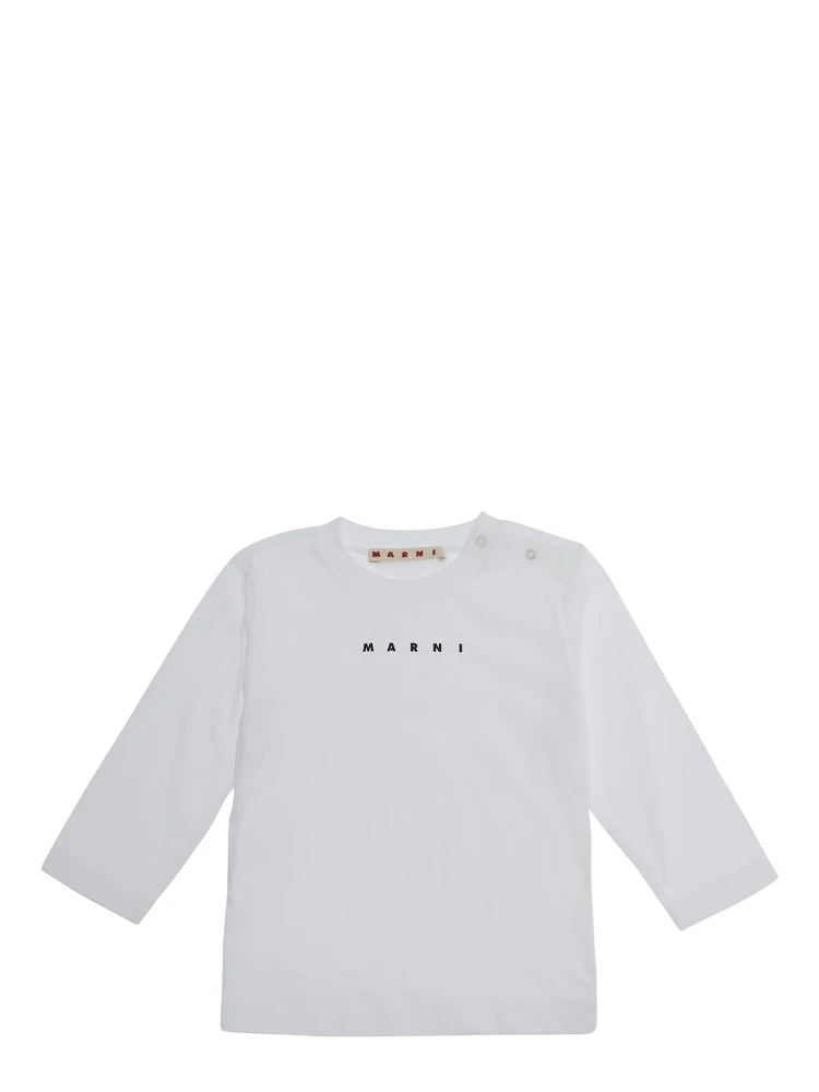 white Long Sleeve T-shirt with logo on the front in cotton Boy