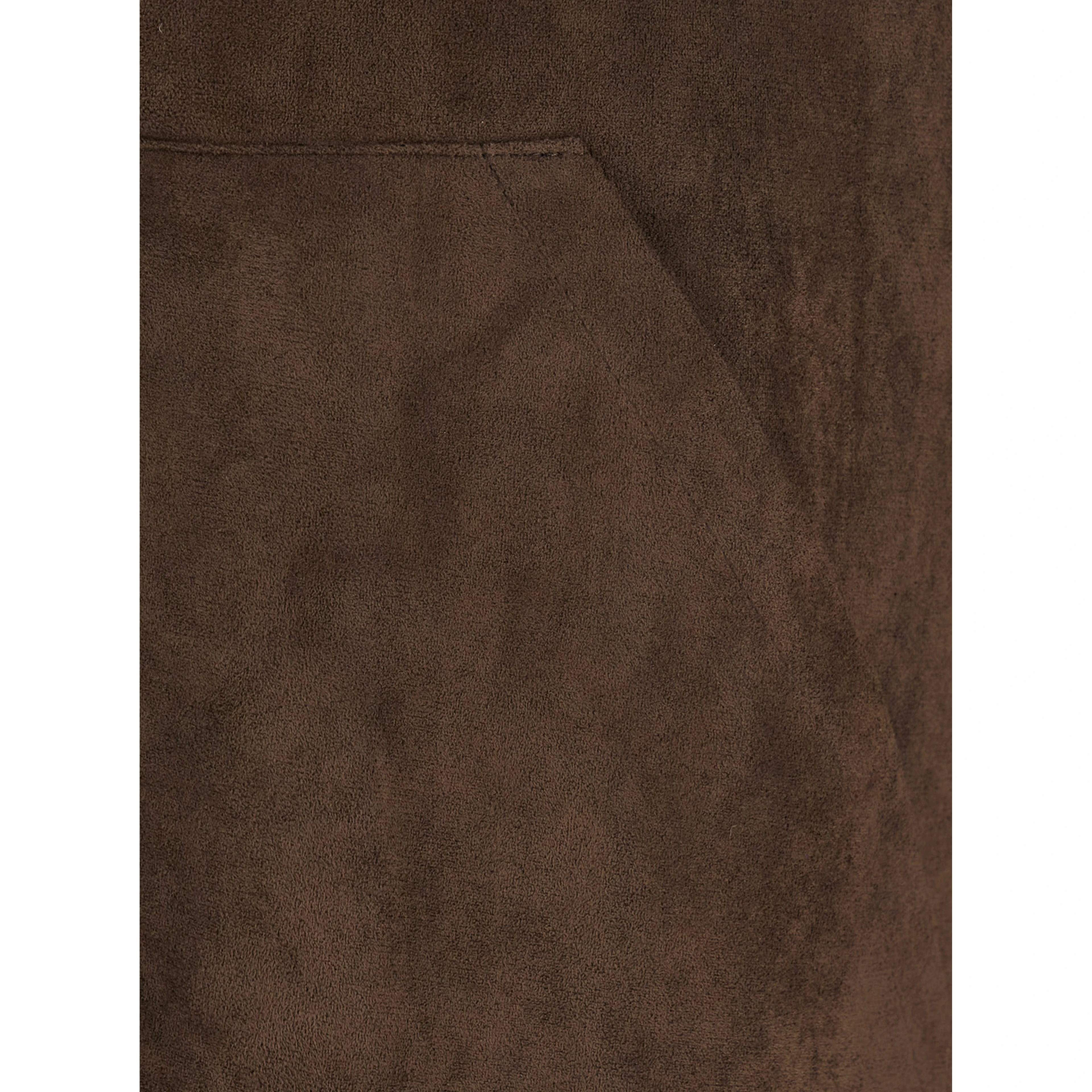 Brown Shearling Jacket with Fixed Hood and Zip Closure on the Front in ecofur for Men