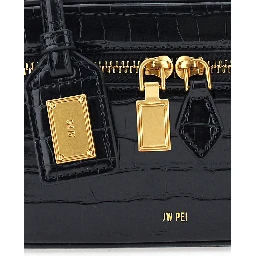 Cleo Black Handbag with shoulder strap and padlock charm on the front in ecoleather for women