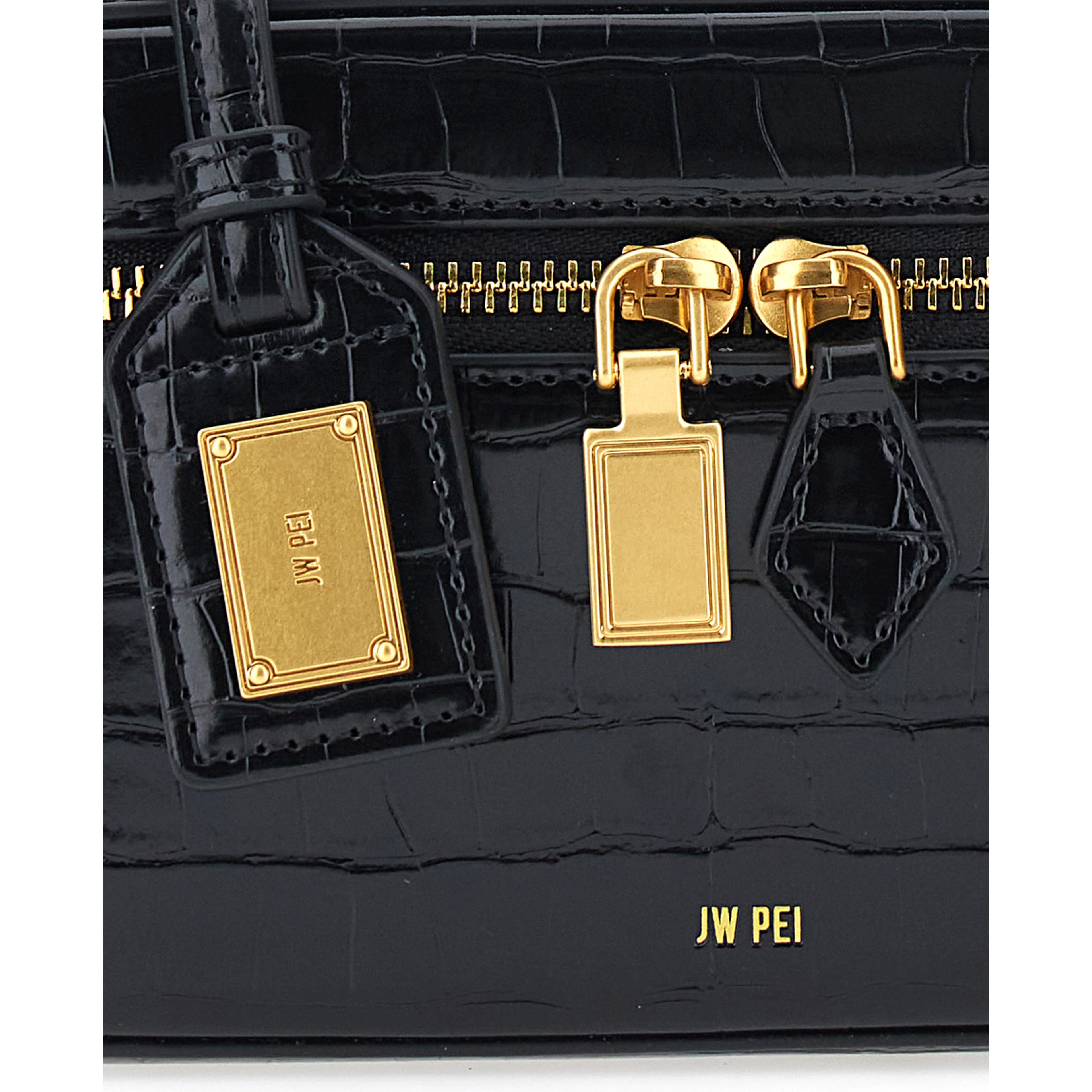 Cleo Black Handbag with shoulder strap and padlock charm on the front in ecoleather for women