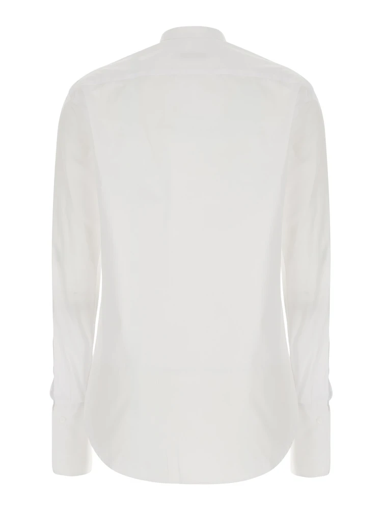 White Shirt with Mandarin Collar in Cotton Poplin for Women alternative
