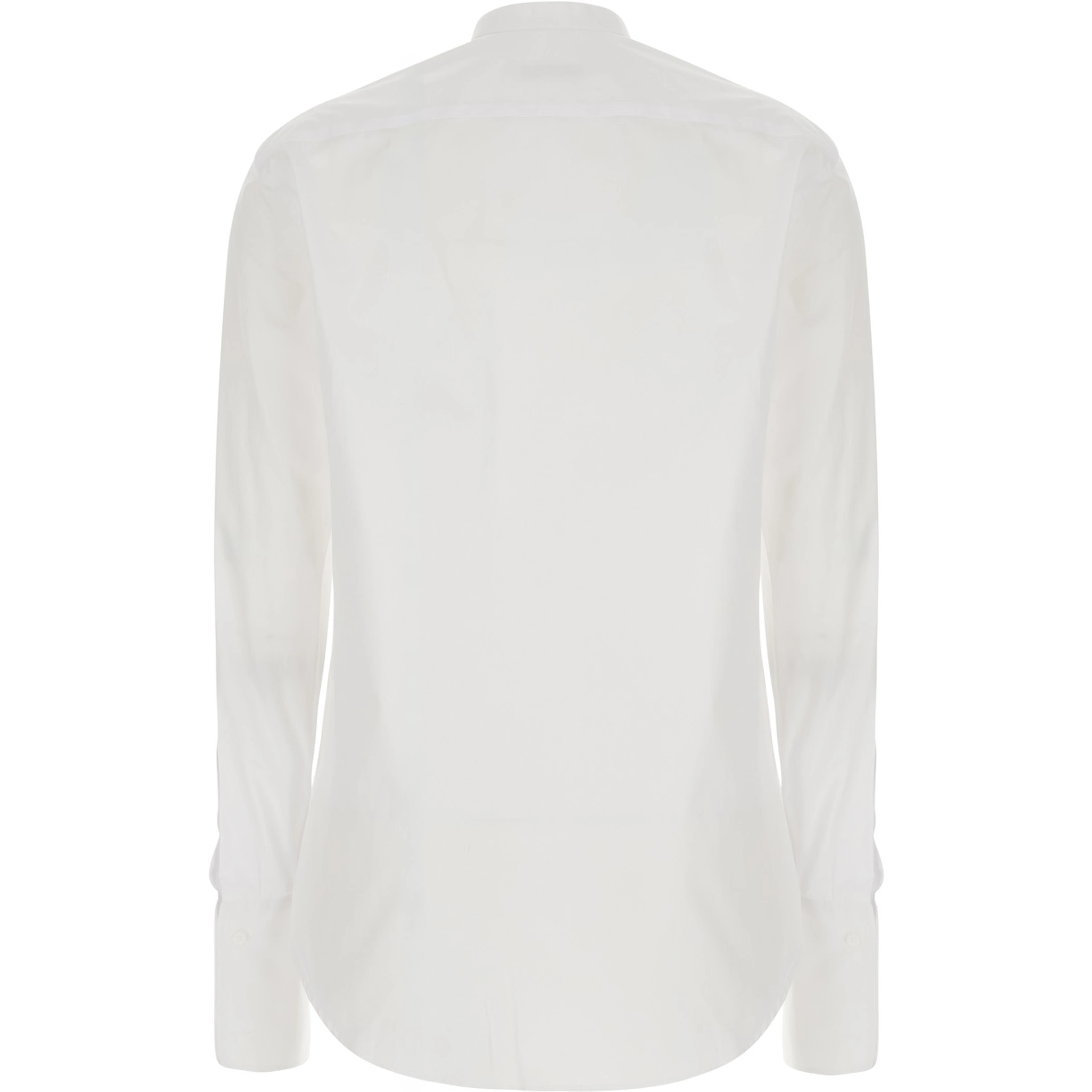 White Shirt with Mandarin Collar in Cotton Poplin for Women