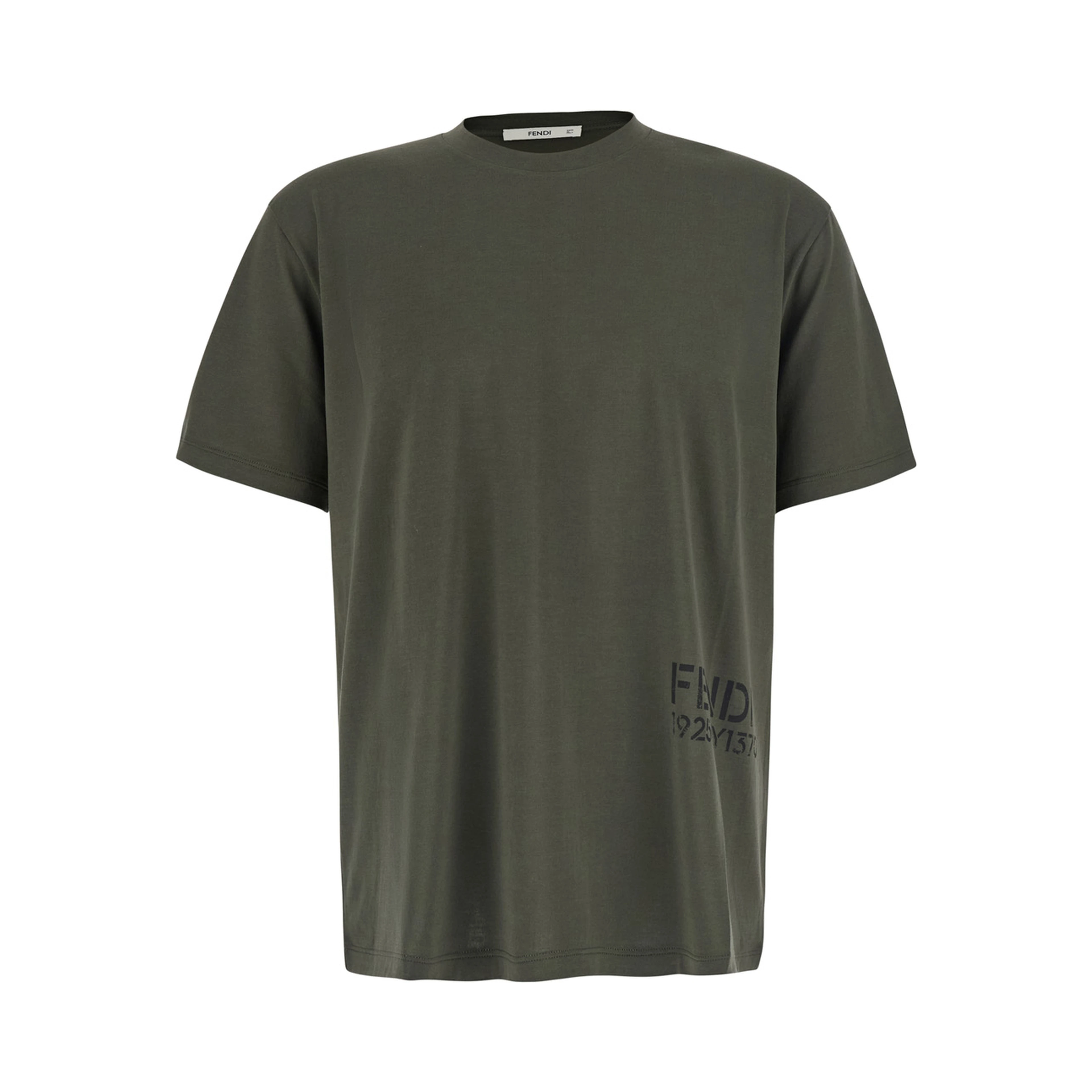Green T-Shirt with Tone-on-Tone Logo on the Side in Cotton for Men