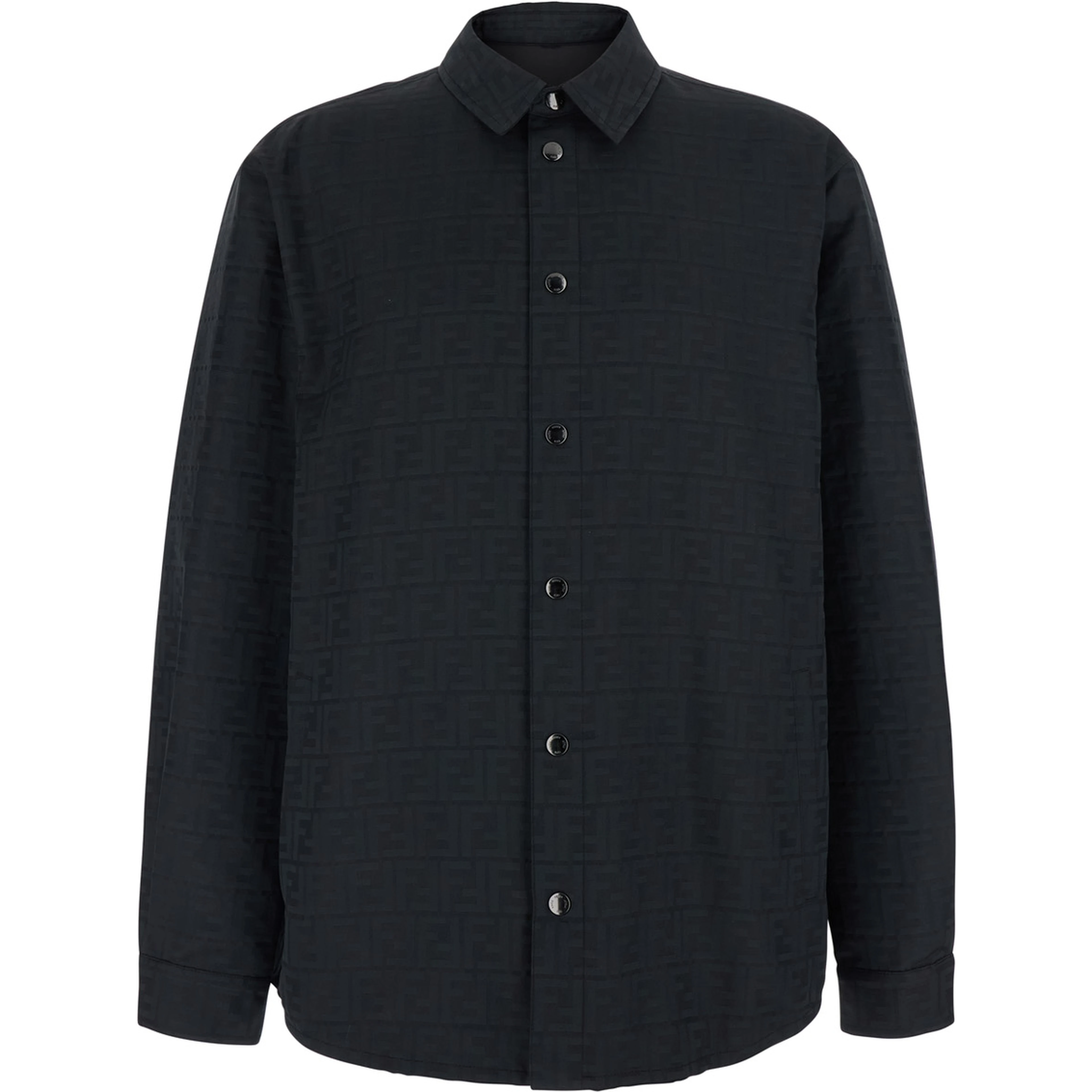 black Jacket with FF motif all-over tone on tone in Tech Fabric men