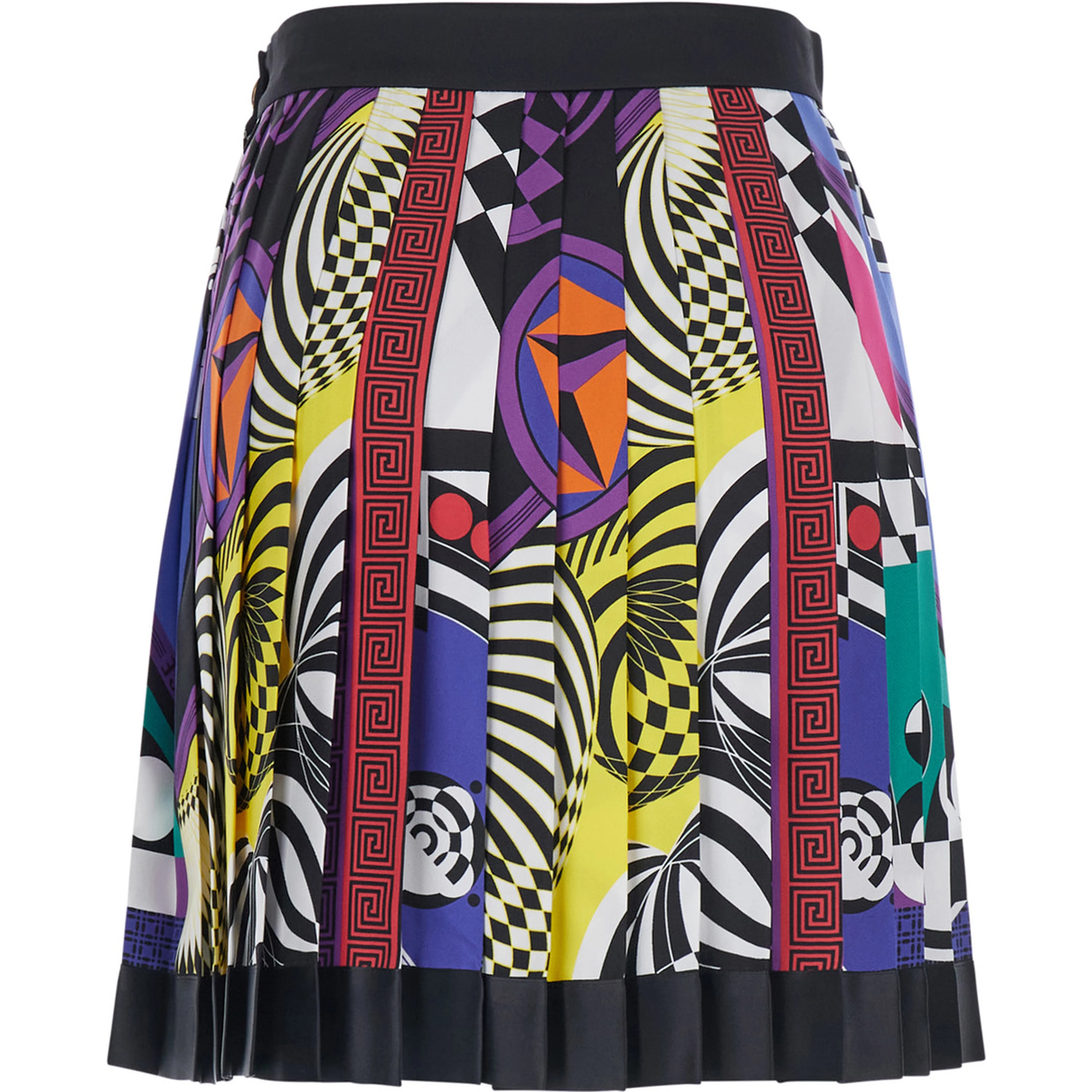 Multicolor Pleated Skirt with All-over Print in Silk for Women