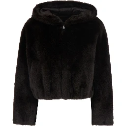 Aspen Brown Jacket with hood and zip closure in faux-fur Women