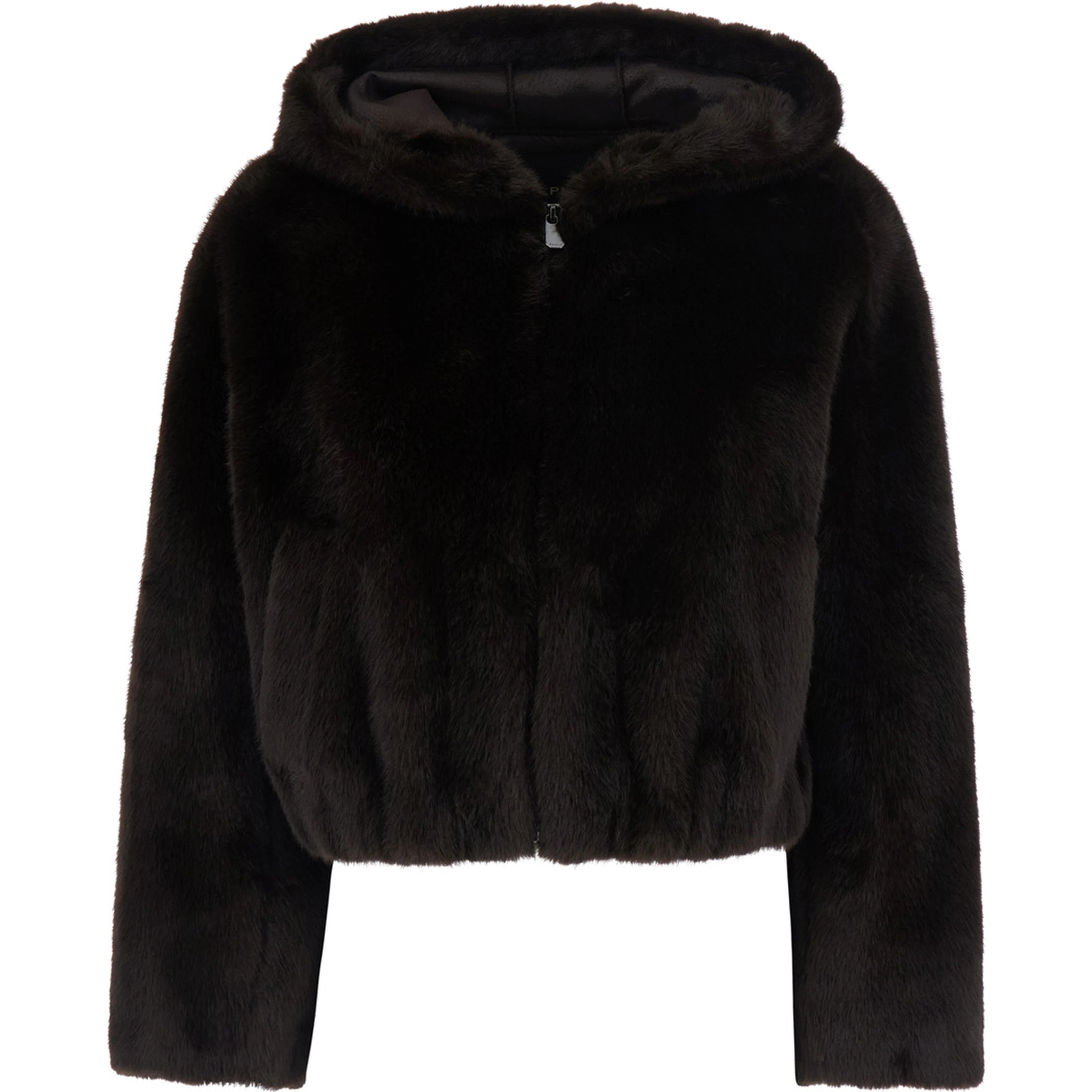 Aspen Brown Jacket with hood and zip closure in faux-fur Women