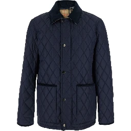 Blue Jackets with Quilting and Iconic Details in Tech Fabric Men