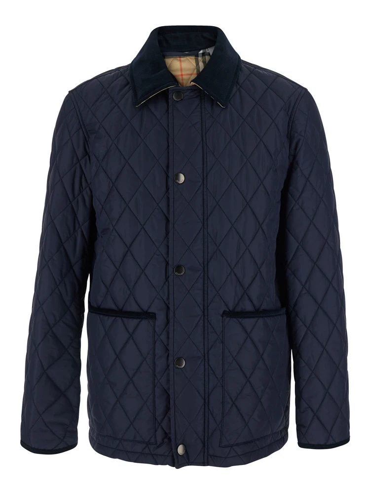 Blue Jackets with Quilting and Iconic Details in Tech Fabric Men