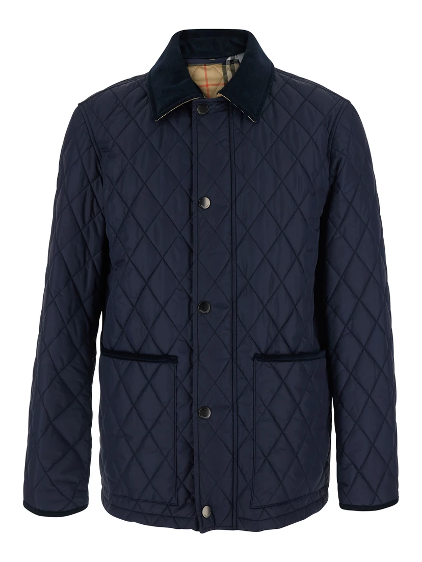 Blue Jackets with Quilting and Iconic Details in Tech Fabric Men