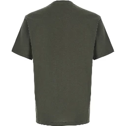 Green T-Shirt with Tone-on-Tone Logo on the Side in Cotton for Men