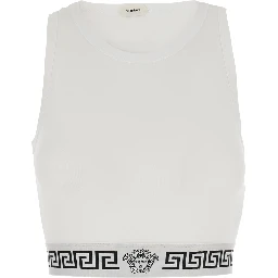 White Top with elasticized design and logo band in Cotton Women