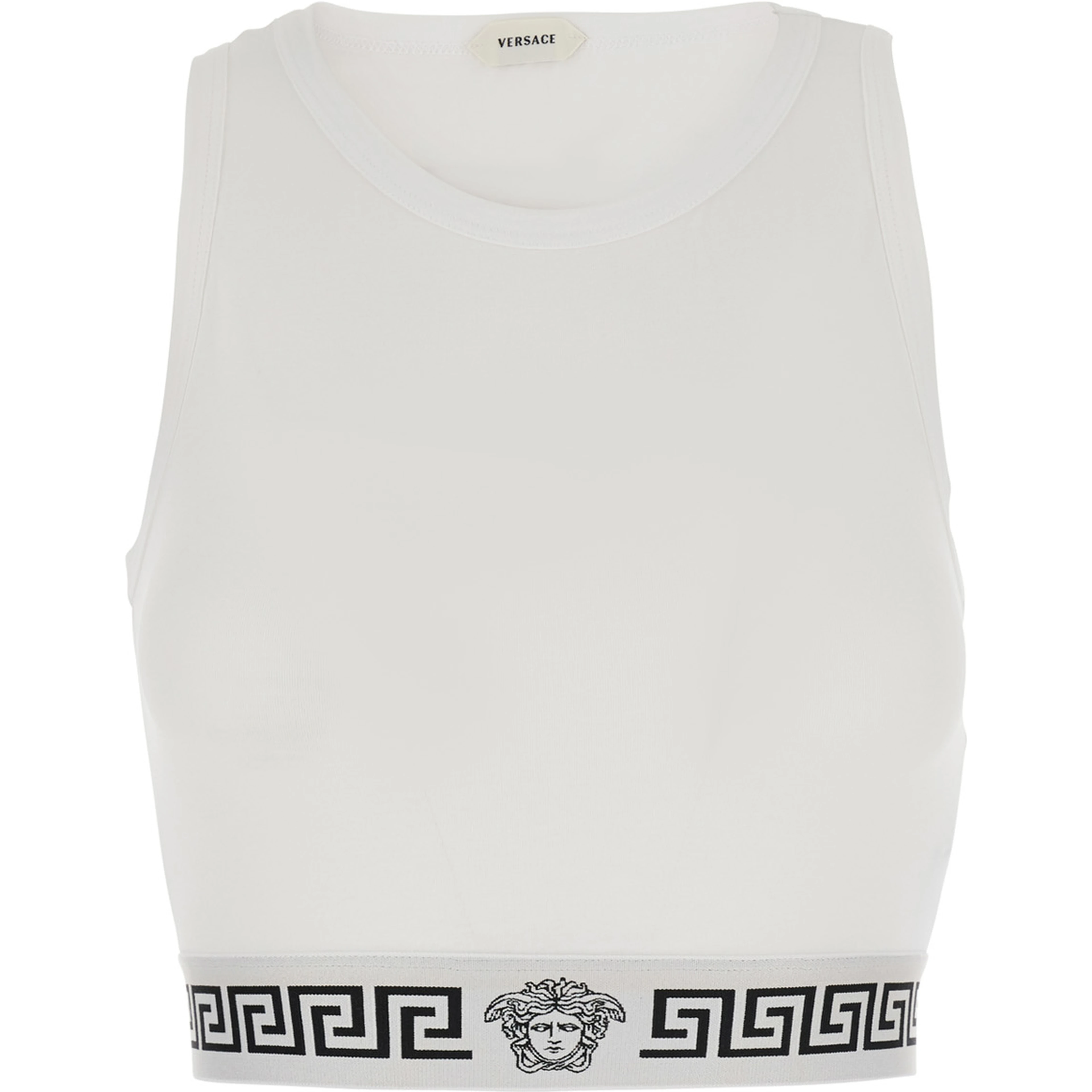 White Top with elasticized design and logo band in Cotton Women