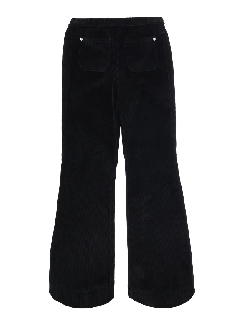 Diva Black Pants with heart detail on the front in corduroy Girl