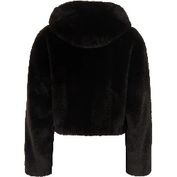 Aspen Brown Jacket with hood and zip closure in faux-fur Women