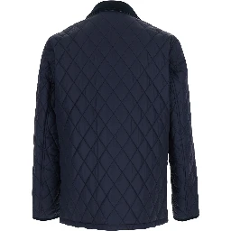Blue Jackets with Quilting and Iconic Details in Tech Fabric Men