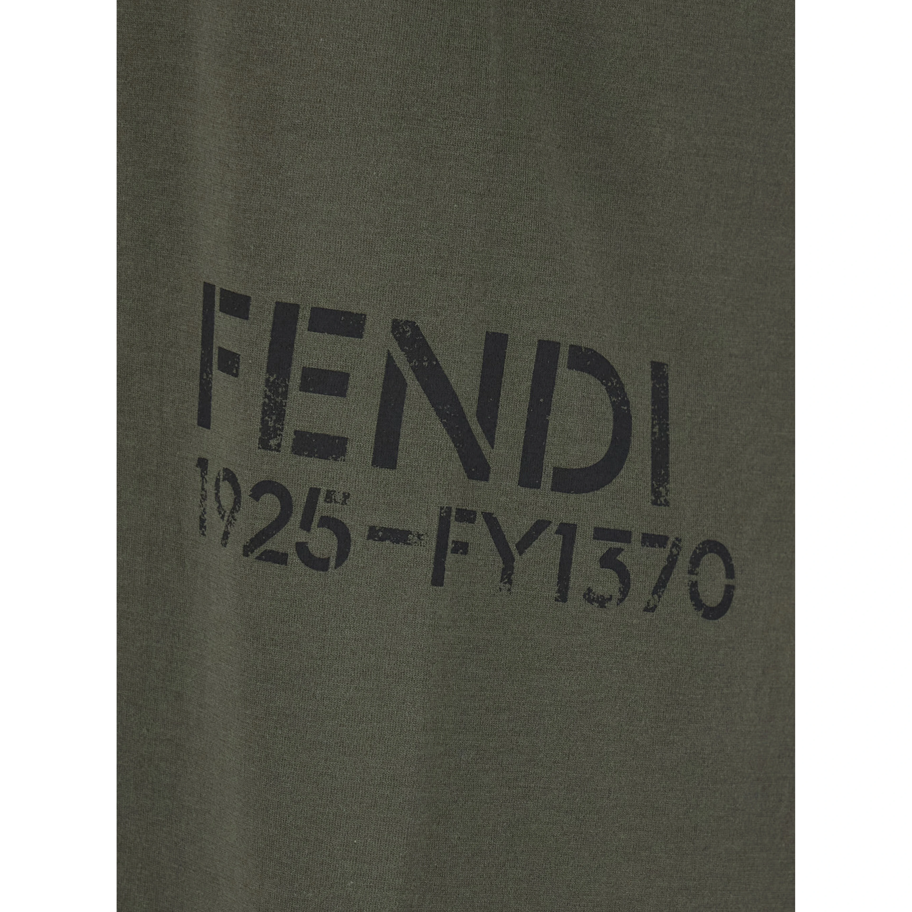 Green T-Shirt with Tone-on-Tone Logo on the Side in Cotton for Men