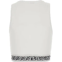White Top with elasticized design and logo band in Cotton Women
