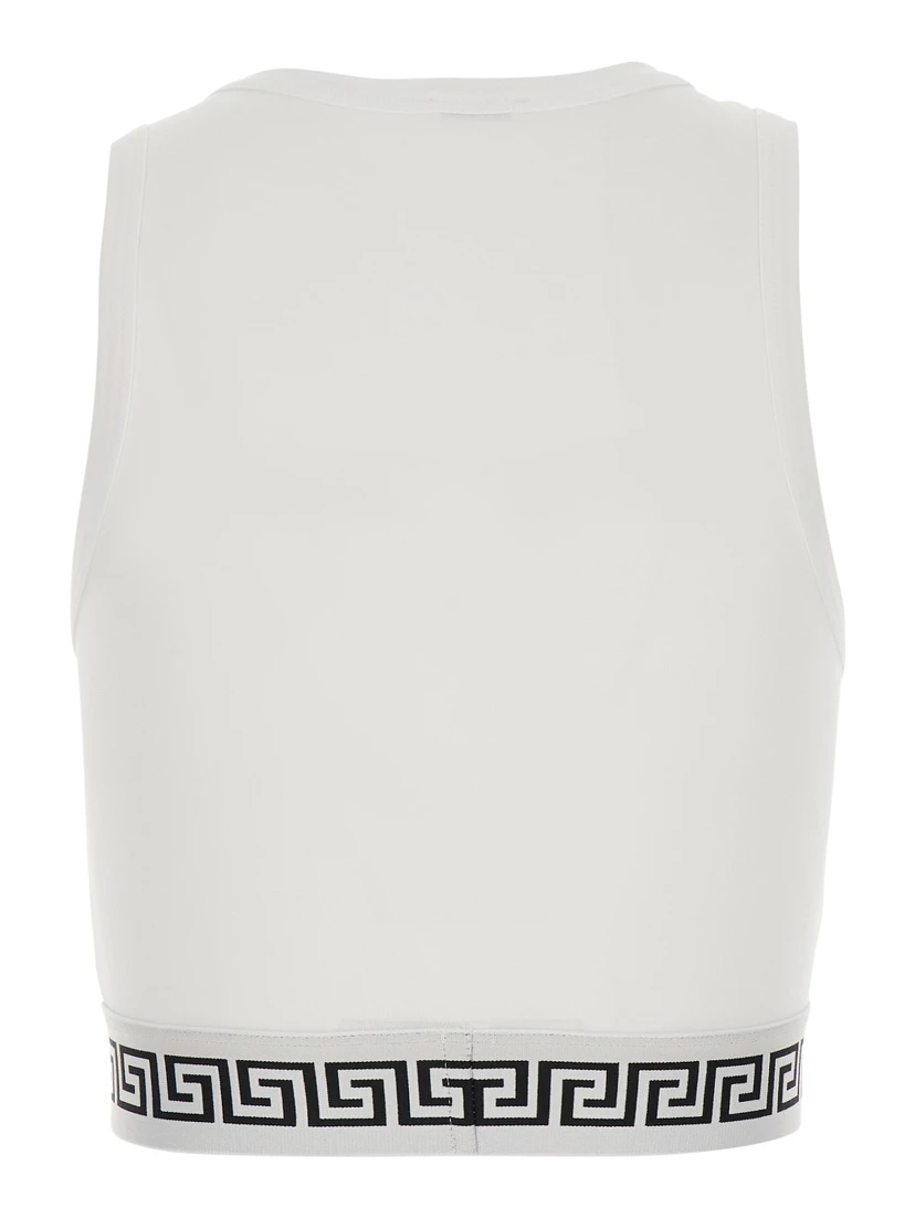 White Top with elasticized design and logo band in Cotton Women