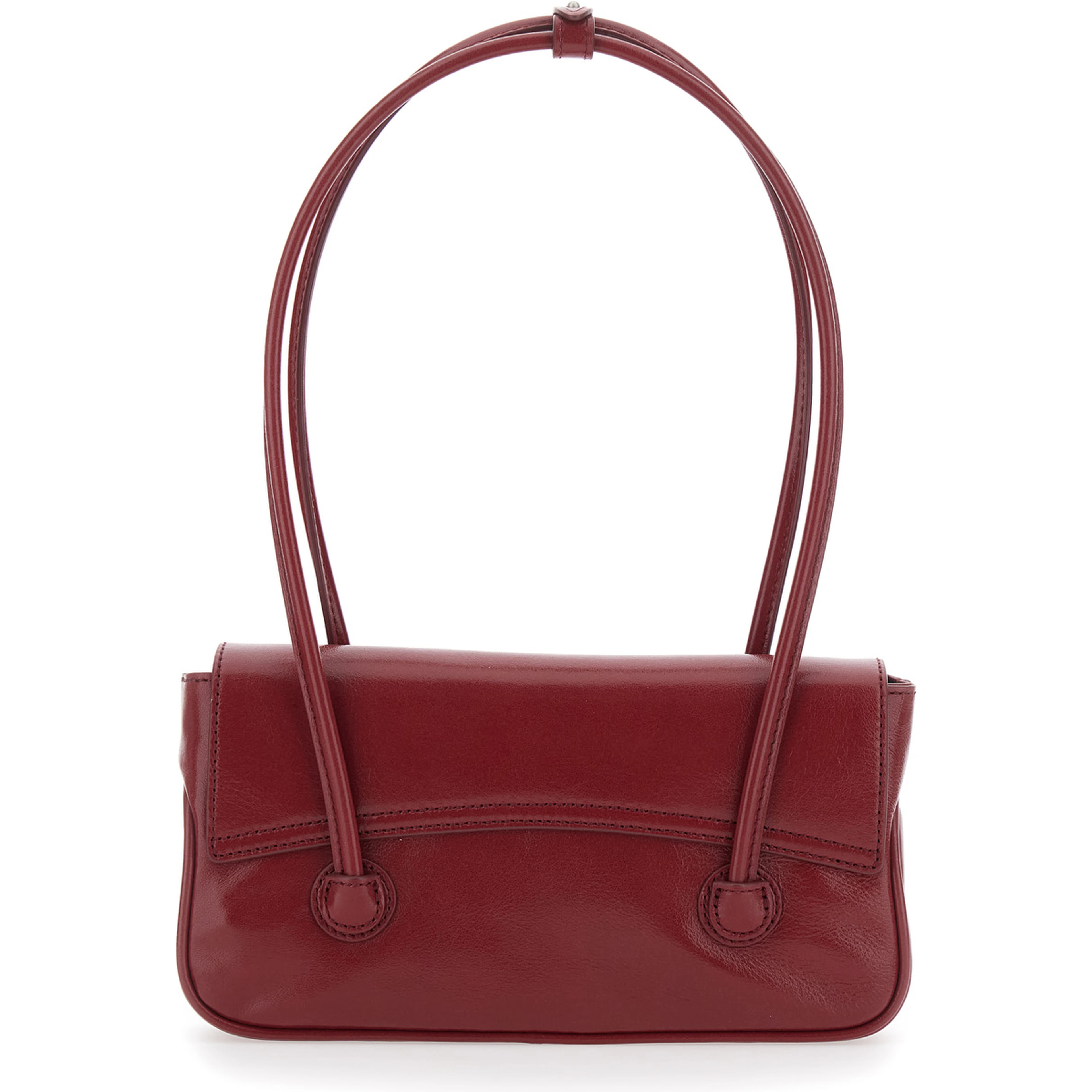 Shoulder Bag with Flap in Smooth Leather Bordeaux Woman