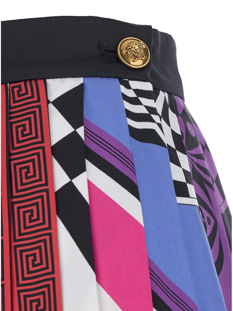 Multicolor Pleated Skirt with All-over Print in Silk for Women alternative