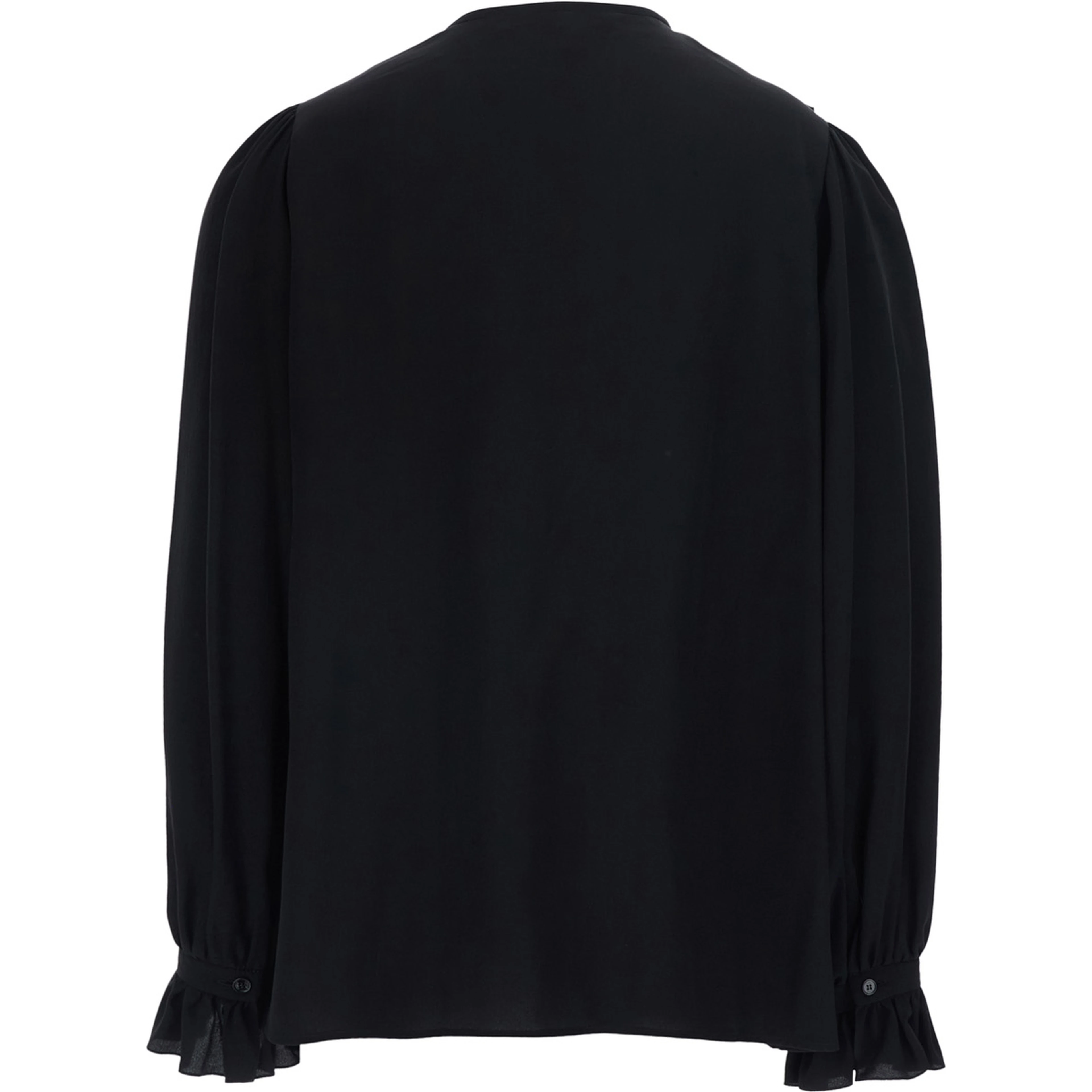 Black Shirt with Front Knot and Cuffs with Straps in Silk for Women