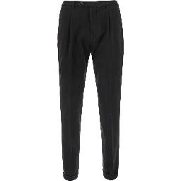Brown pants with Logo Patch on the Back and Cuffed Hem in Stretch Cotton for Men