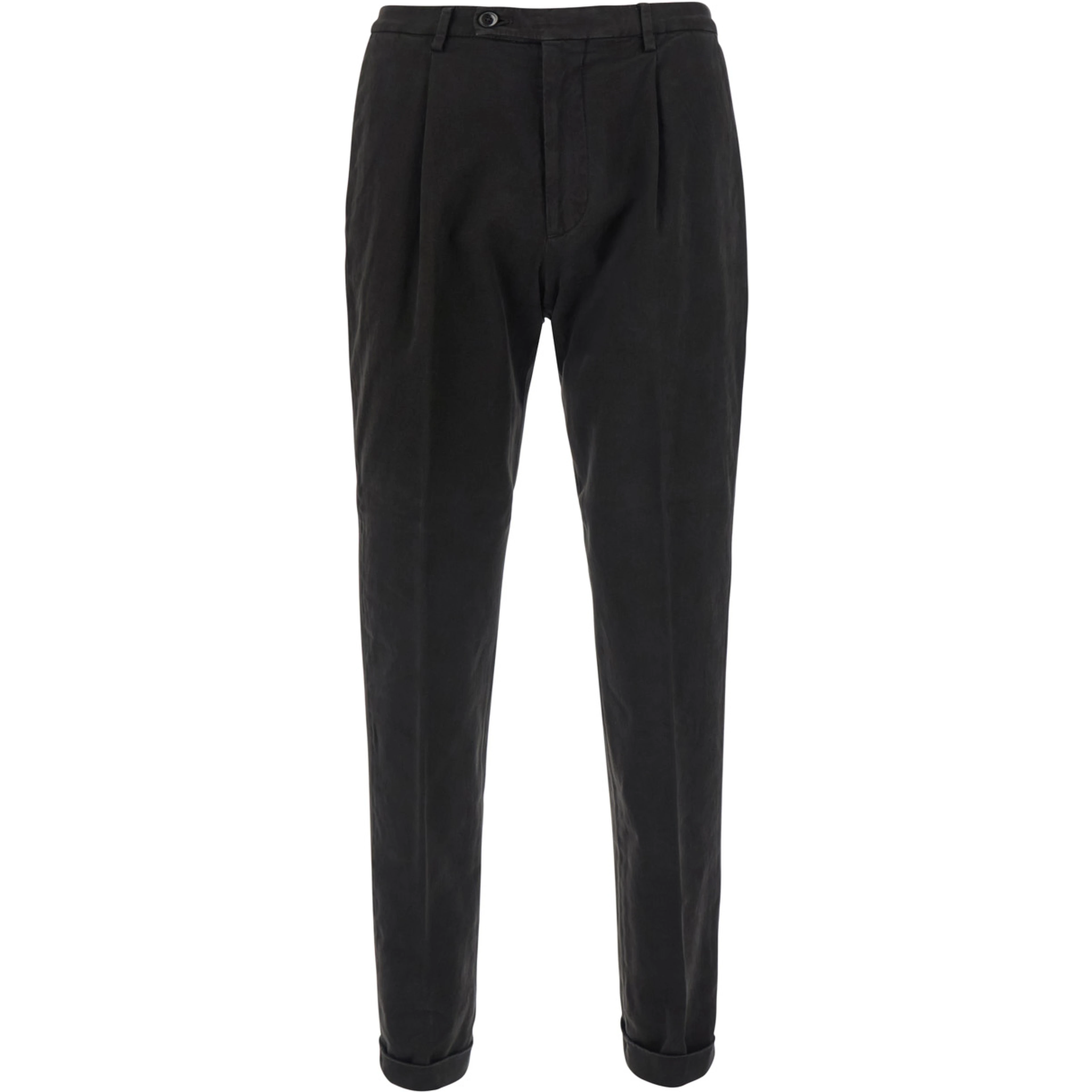 Brown pants with Logo Patch on the Back and Cuffed Hem in Stretch Cotton for Men