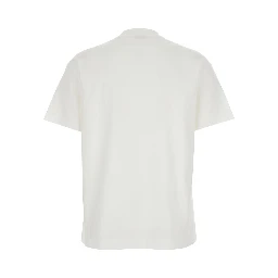 White Crew Neck T-Shirt with Monile Detail on the Front in Cotton for Women