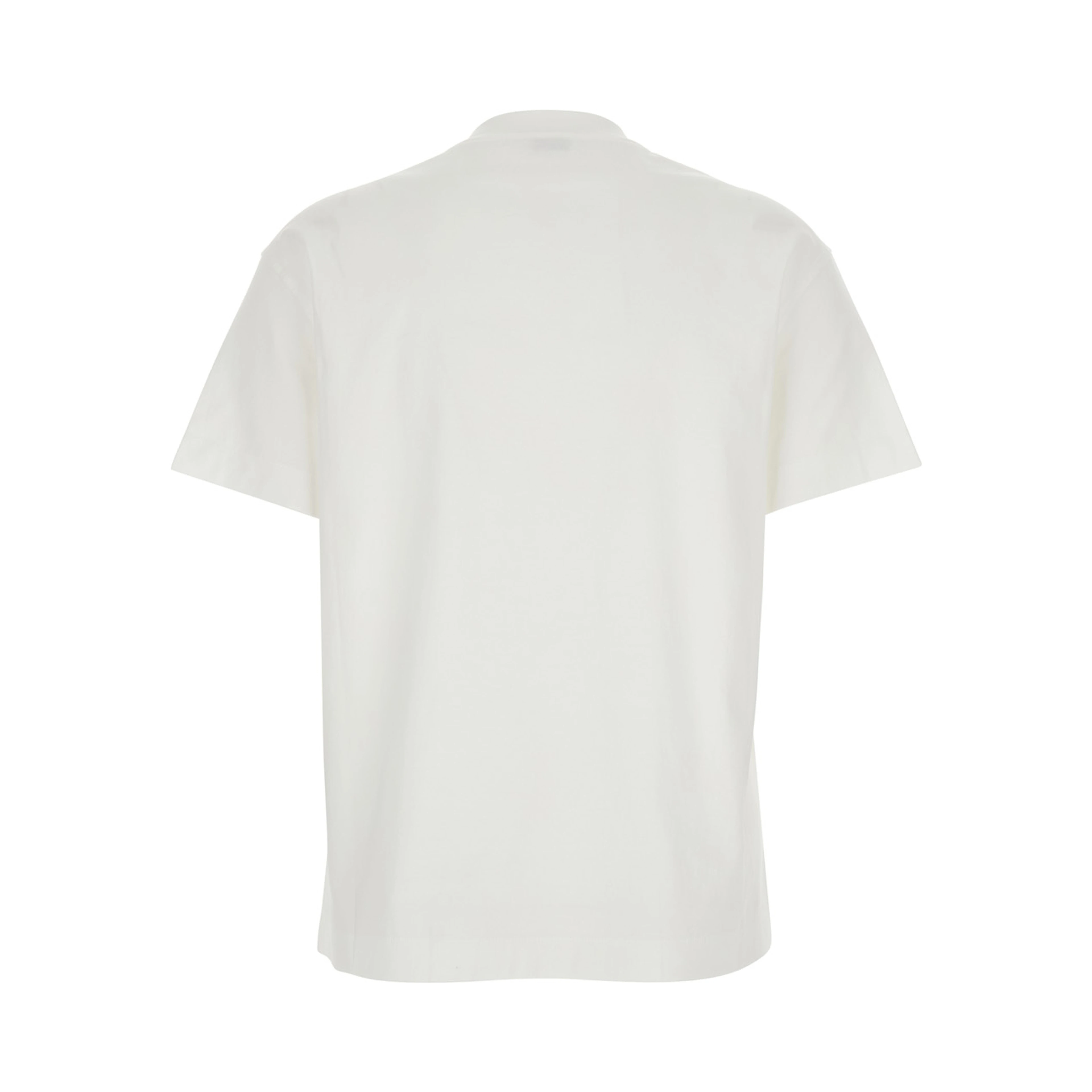 White Crew Neck T-Shirt with Monile Detail on the Front in Cotton for Women