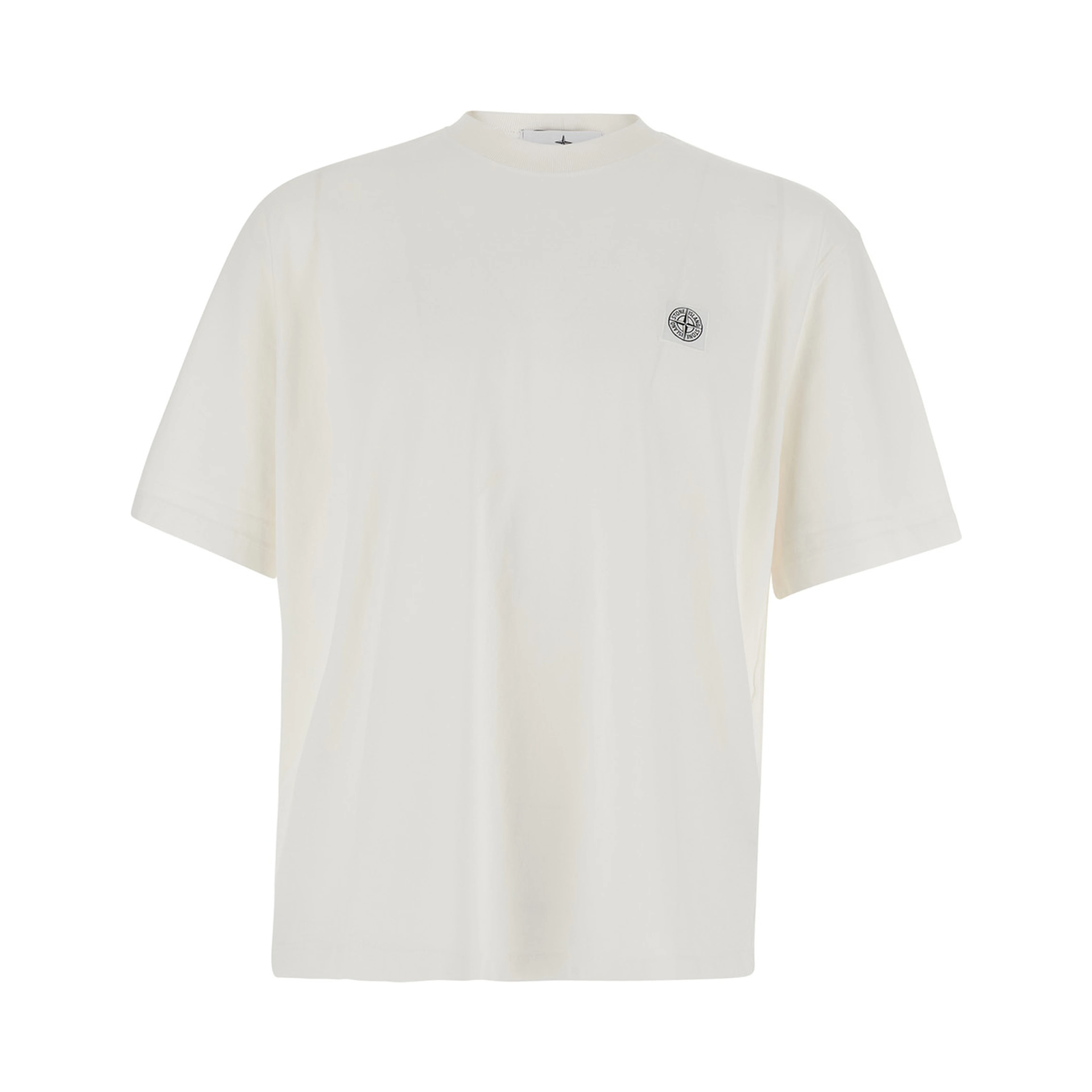 Crew Neck Heavyweight T-shirt with crew neck and short sleeves in White Cotton for Men