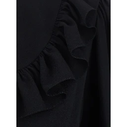 Black Shirt with Front Knot and Cuffs with Straps in Silk for Women