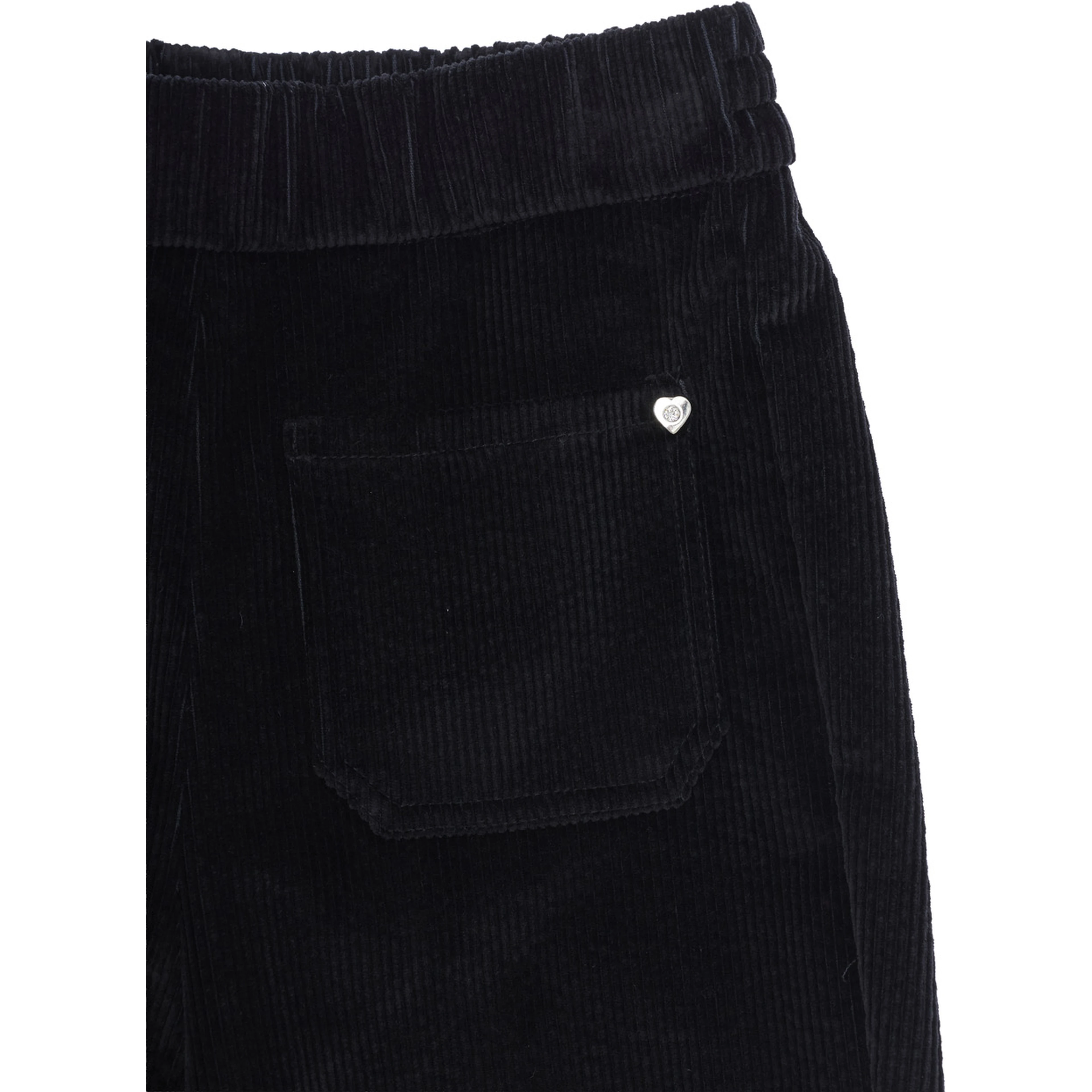 Diva Black Pants with heart detail on the front in corduroy Girl