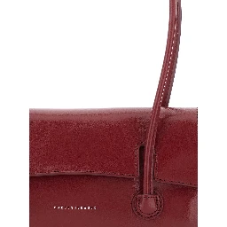 Shoulder Bag with Flap in Smooth Leather Bordeaux Woman