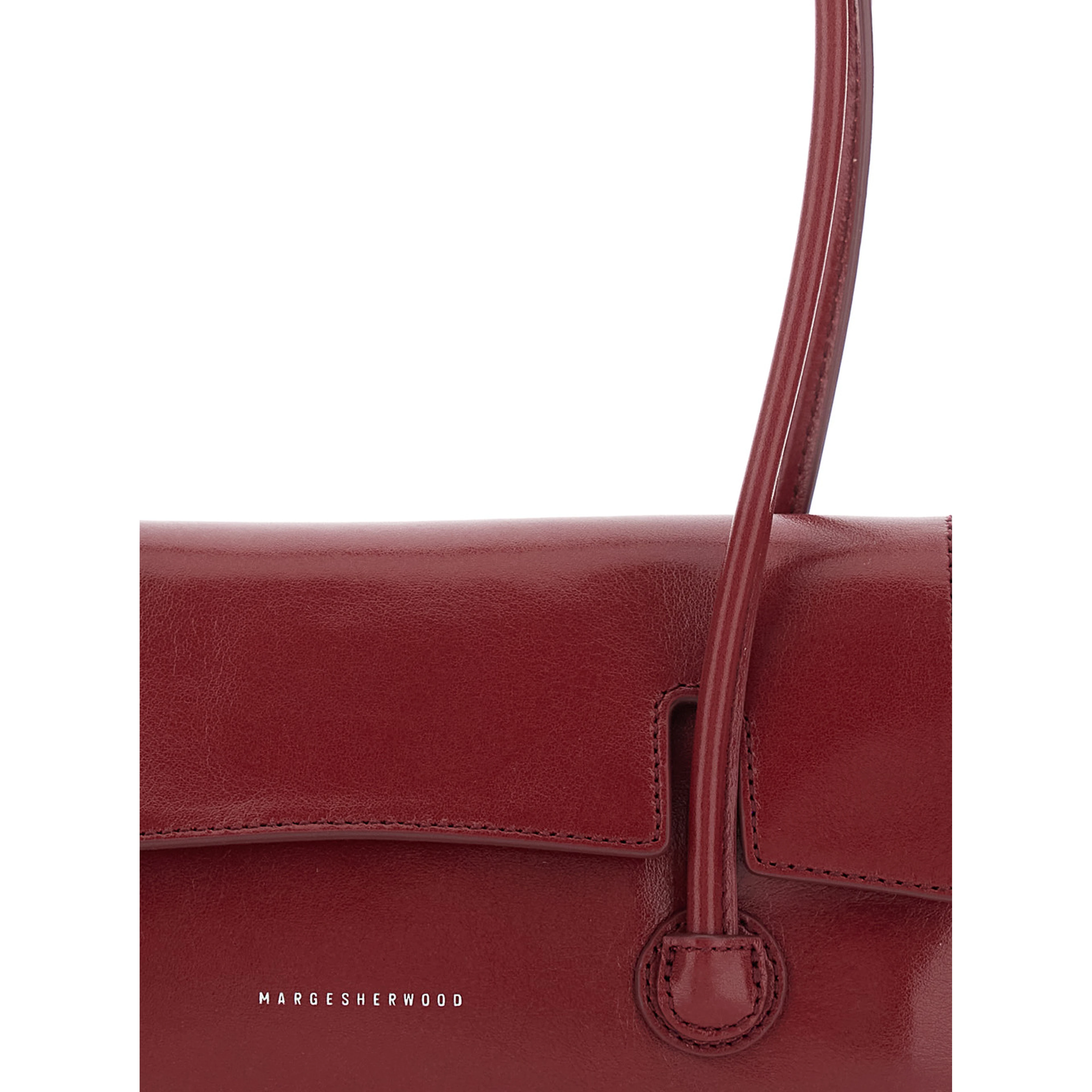 Shoulder Bag with Flap in Smooth Leather Bordeaux Woman