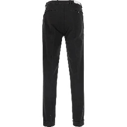 Brown pants with Logo Patch on the Back and Cuffed Hem in Stretch Cotton for Men