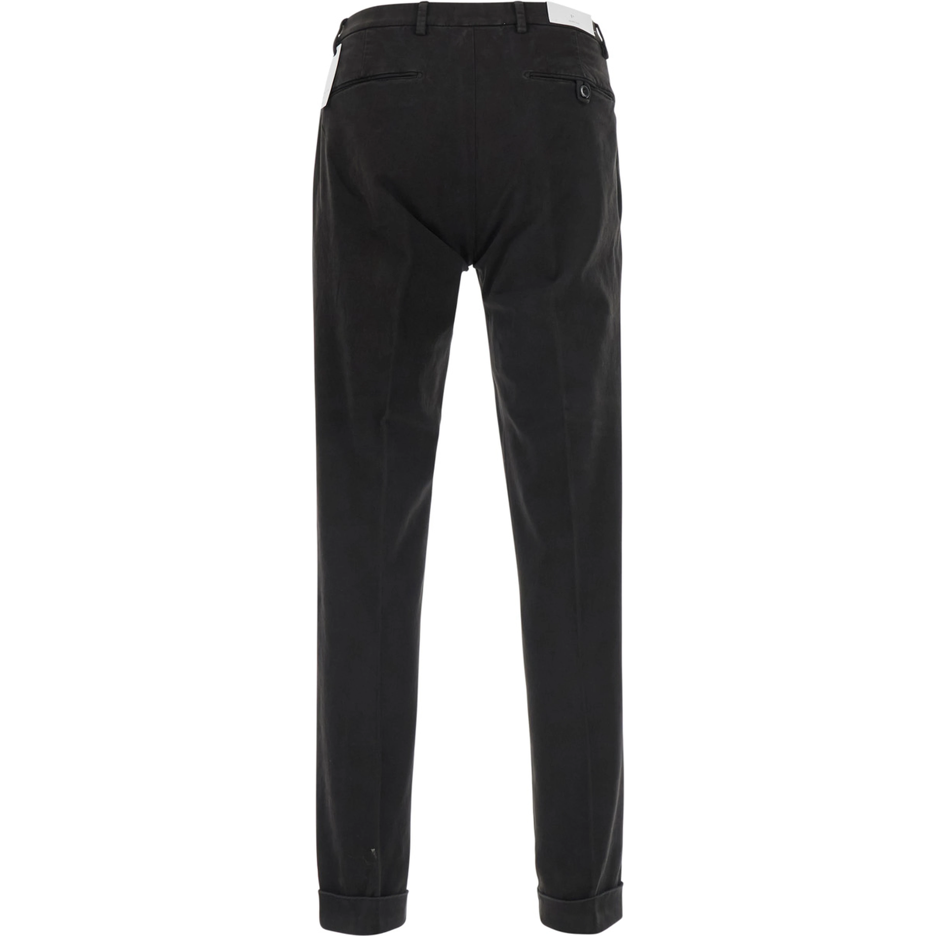 Brown pants with Logo Patch on the Back and Cuffed Hem in Stretch Cotton for Men