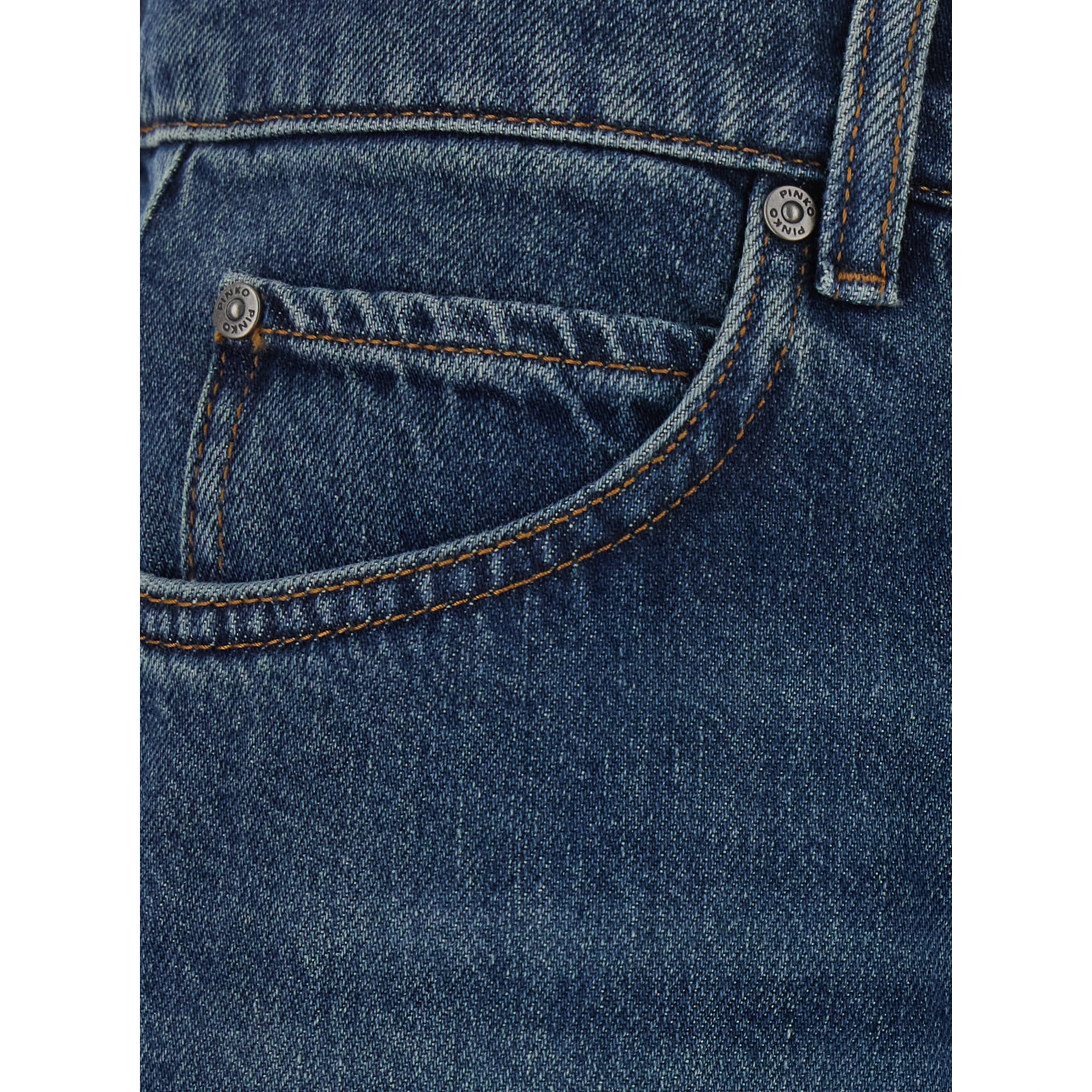 Blue Cuffed Hem Jeans with Printed Logo on the Back in Denim for Women
