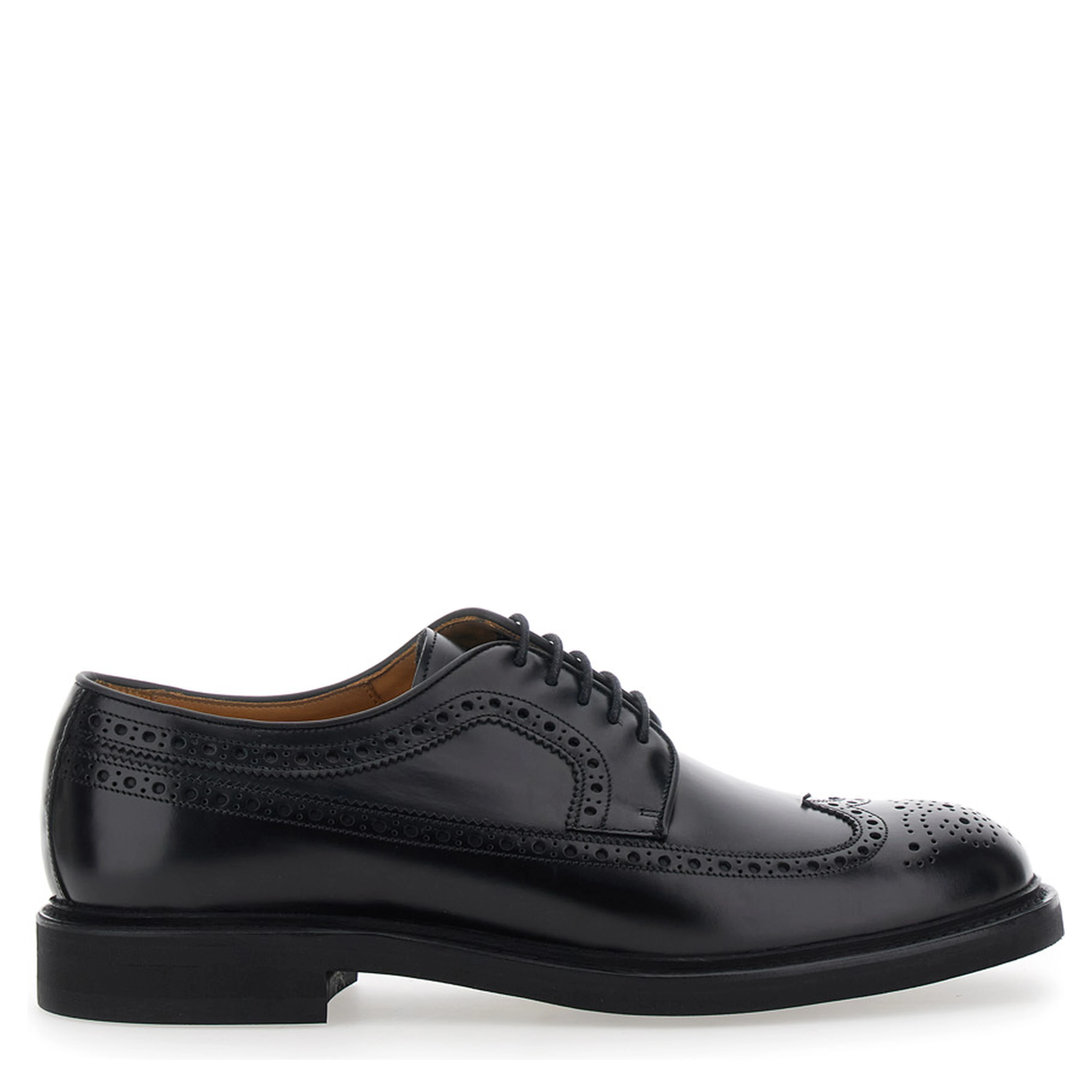 Brown Leather Round Toe Lace-Up Shoes