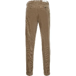 Beige Pants with Side Pockets and Front Closure in Tech Fabric for Men