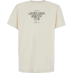 White Crew neck T-shirt with lettering print on the front in cotton for men