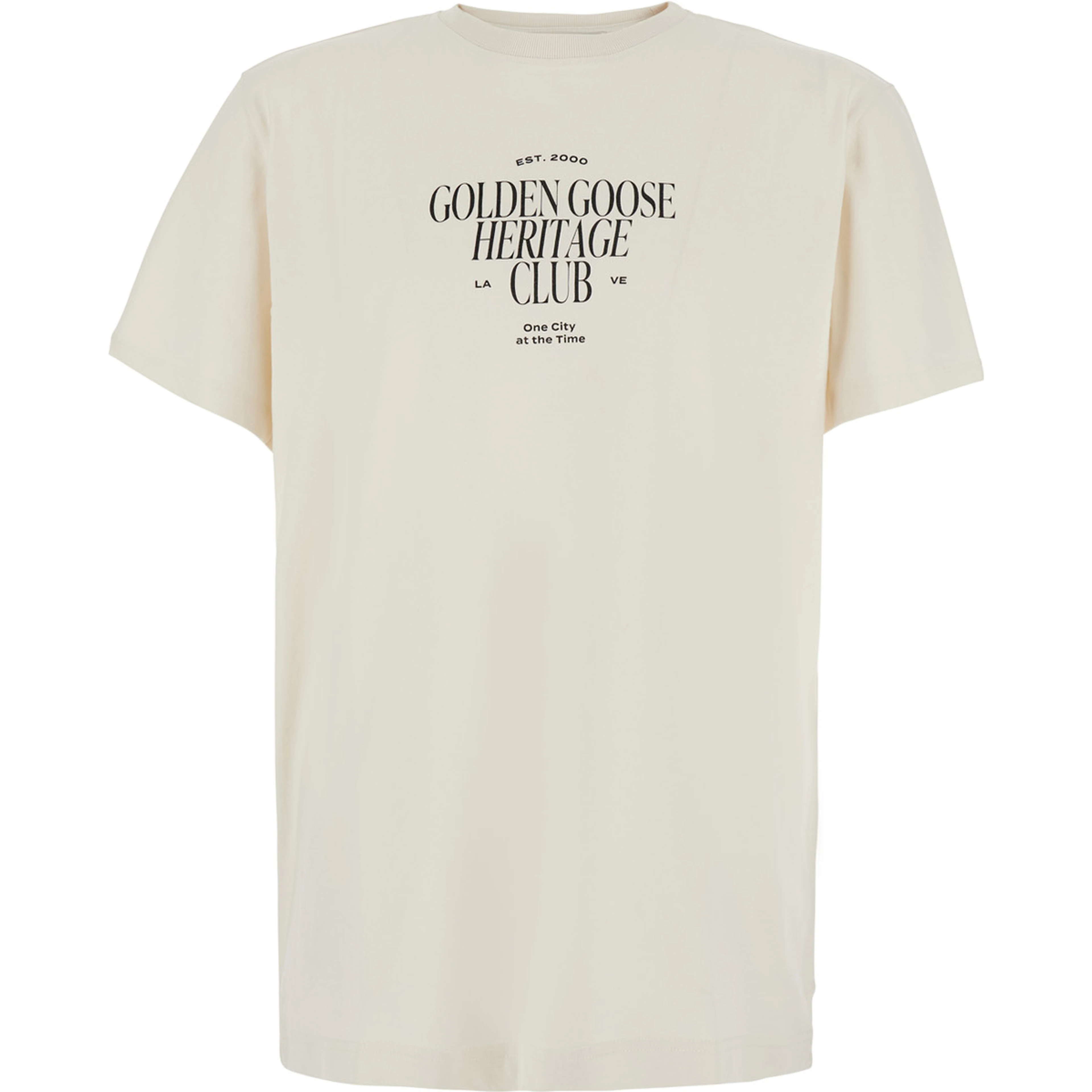 White Crew neck T-shirt with lettering print on the front in cotton for men