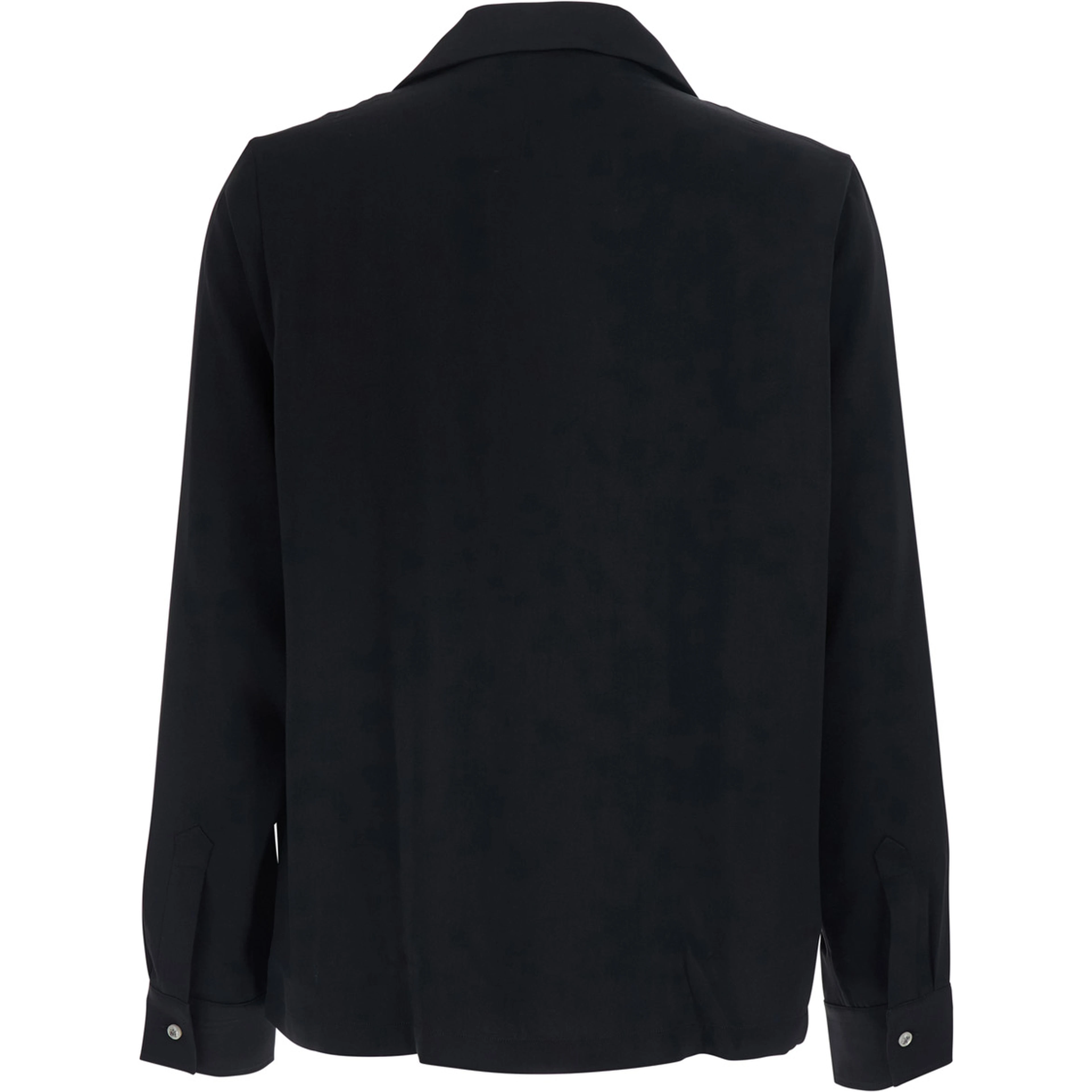 Black Shirt with Notched Collar with logo lettering Embroidery in Tech Fabric for Men