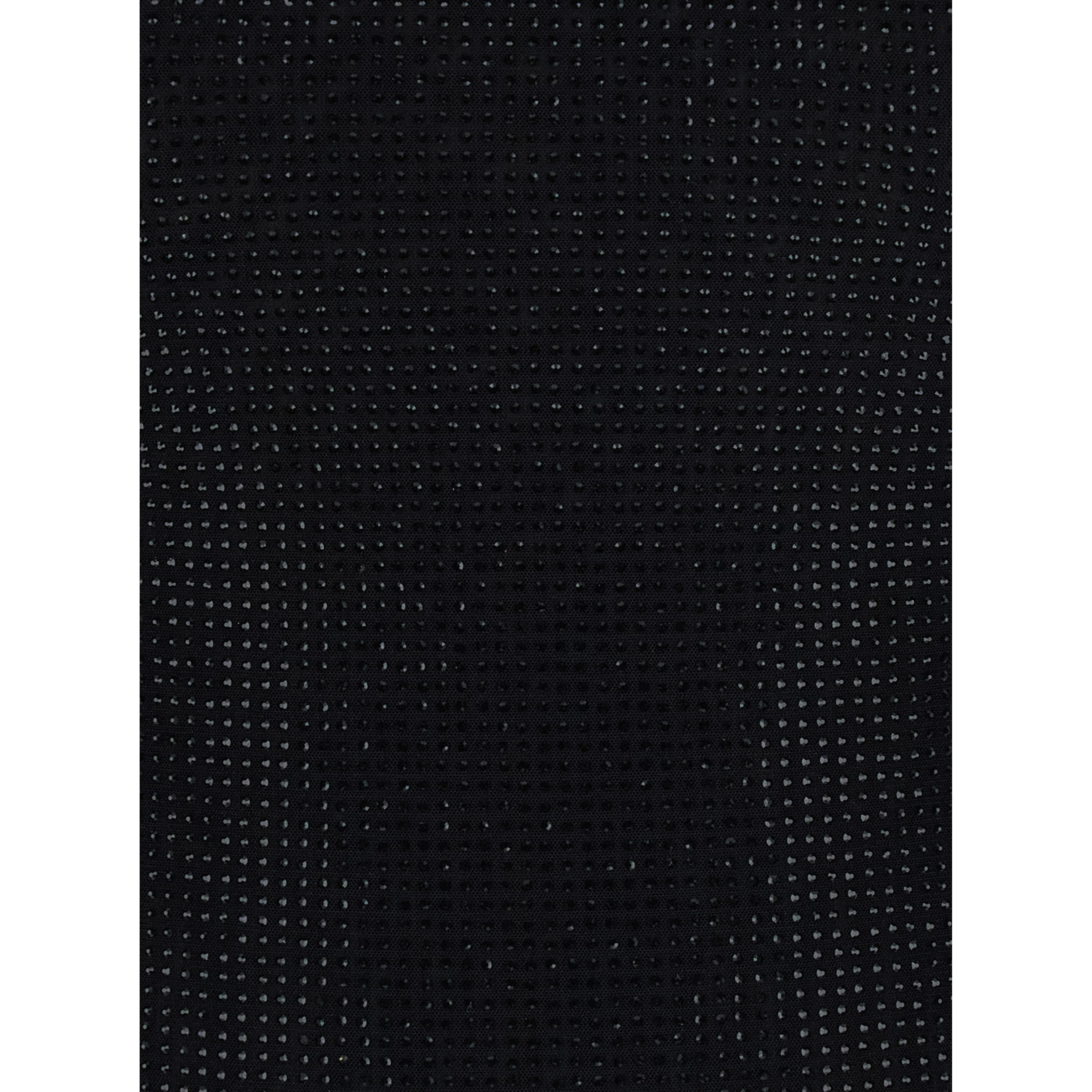 Black Long Dress with Wide Back Neckline and Applied Rhinestones in Fabric for Women