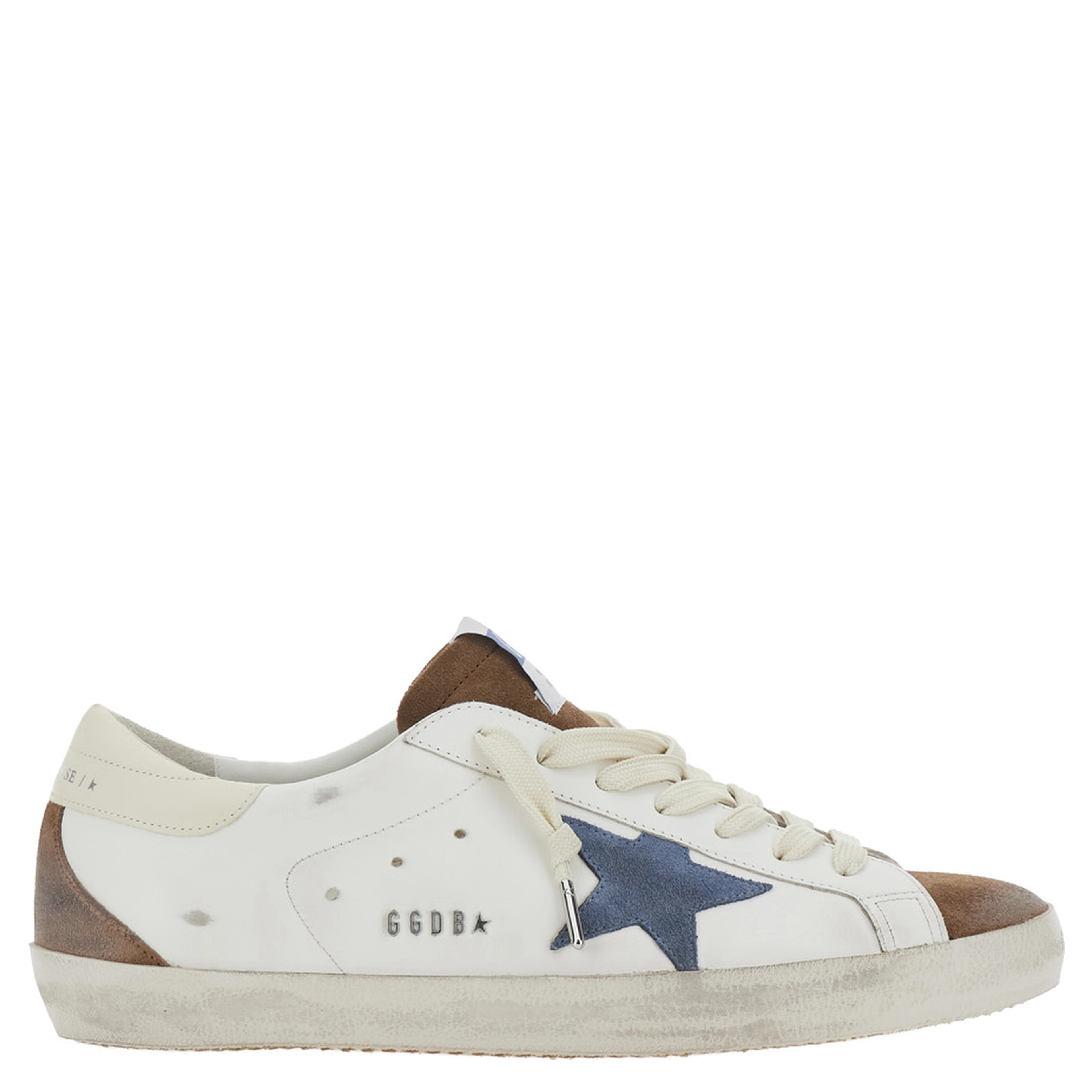 Superstar White Sneakers Low Top with star patch on the side in leather for men